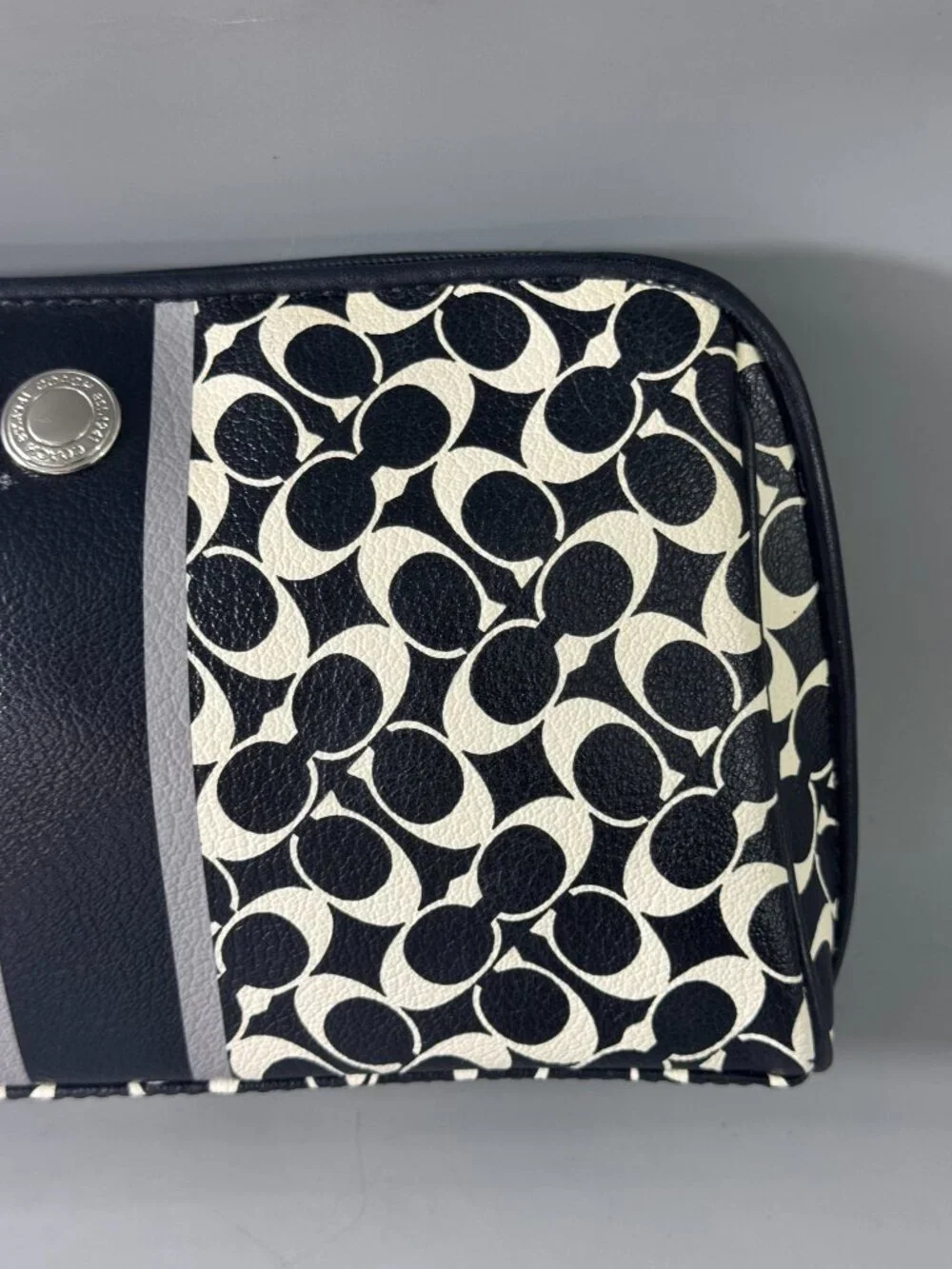 Authentic Coach Signature C PVC & Leather Small Clutch Bag Black & White
